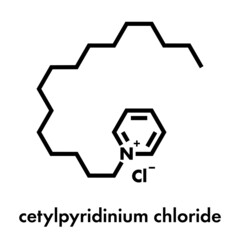 Cetylpyridinium chloride antiseptic molecule. Skeletal formula.