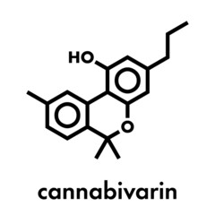 Cannabivarin or cannabivarol cannabinoid molecule. Skeletal formula.