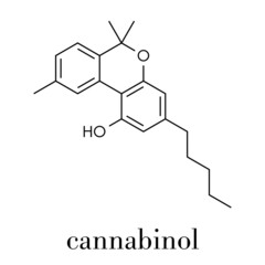 Cannabinol or CBN cannabinoid molecule. Skeletal formula.