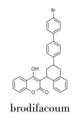 Brodifacoum rodenticide molecule. Skeletal formula.