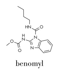 Benomyl fungicide molecule. Skeletal formula.