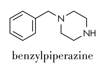 Benzylpiperazine (BZP) recreational drug molecule. Skeletal formula.