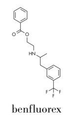 Benfluorex drug molecule (withdrawn). Skeletal formula.