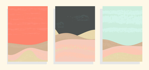 hills landscapes  vector illustration set