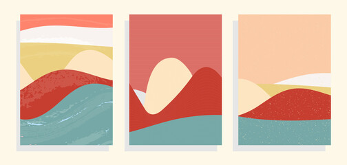 hills landscapes  vector illustration set