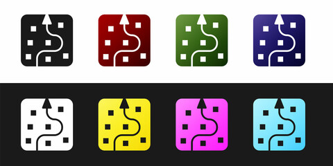 Set Neural network icon isolated on black and white background. Artificial intelligence AI. Vector