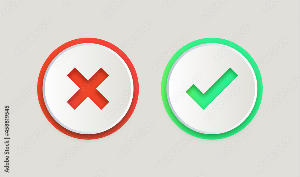 Aufkleber green and red checkmark button - check mark icon - Tick and cross signs - check icon buttons - checklist symbols - voting check mark - checklist checkmark - approved checkmark