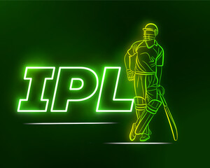 cricket player neon vector 