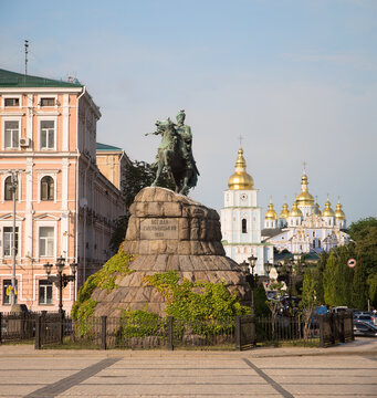 Kiev, Ukraine, 2018. Monument to Bohdan Khmelnitsky