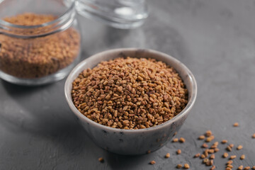 Bowl of fenugreek dry seeds