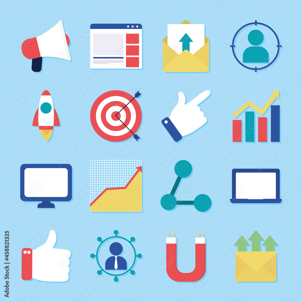 Sticker marketing icon set