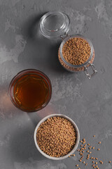 Egyptian fenugreek yellow tea or Methi Dana drink and fenugreek seeds