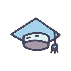 graduation hat color vector doodle simple icon