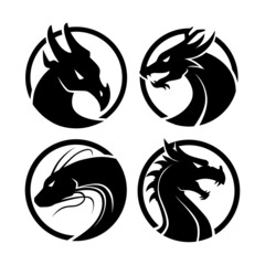 Various Dragon Mascot Logo Silhouette Design Set