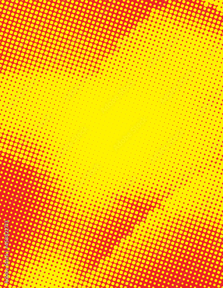 Poster Abstract retro background with halftone effect. Red and yellow pattern