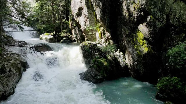 Aerial Drone - Alpine Landscape on the Amola Waterfalls