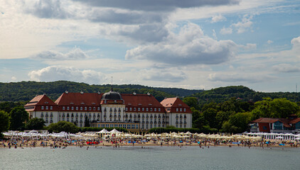 The most famous beach hotel and pier in Sopot. Grand Hotel - obrazy, fototapety, plakaty
