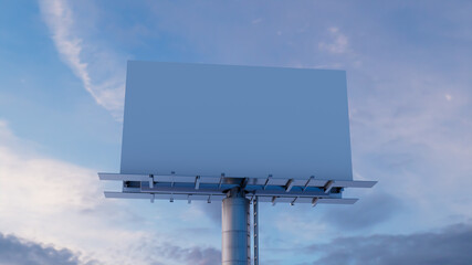 Commercial Billboard. Blank Large Format Sign against a Dusk Sky. Design Template.