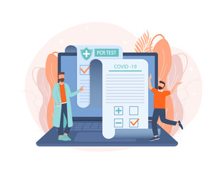 Illustration with negative pcr test people for paper design. Vector illustration. Covid test. © Hanna