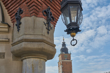 Fototapeta na wymiar Town hall Tower at Rynek Główny Square, Krakow, Poland
