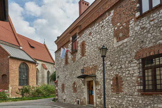 Tipical medieval street at the center of Krakov, Poland