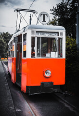 Fototapeta na wymiar Historic tram at the terminus in Warsaw