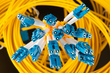 Bunch of optic fiber cables with LC connectors