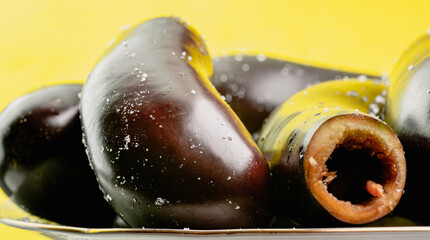 Eggplant empty on yellow background