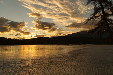 A Glowing Sunset over Athabasca River