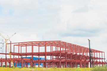 Steel frame structure. Metal construction for building