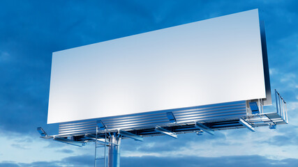 Advertising Billboard. Empty Outdoor Sign against a Cloudy Afternoon Sky. Design Template.