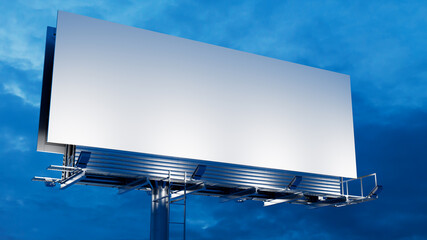 Marketing Billboard. Empty Large Format Sign against a Dusk Sky. Design Template.
