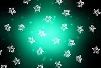 Dark Green vector texture with beautiful stars.