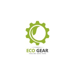 Eco gear Leaf Logo vector Template illustration