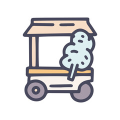 candy cotton trade cart color vector doodle simple icon