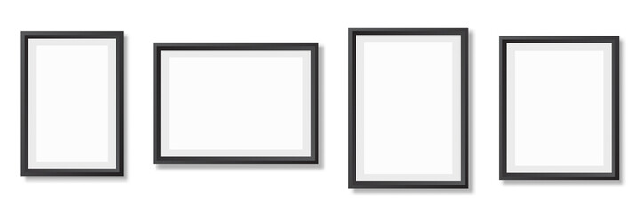 Photo frame. Picture frames set with shadow. Vector illustration