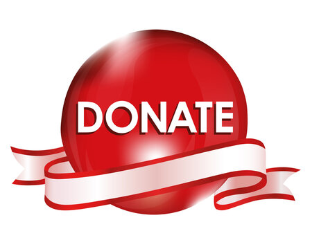 donate in red sphere and ribbon illustration