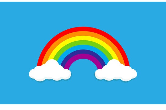 rainbow with clouds icon. isolated on background. Vector illustration.