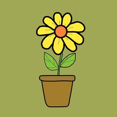 sunflower in pot vector illustration
