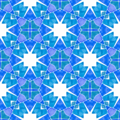 Exotic seamless pattern. Blue immaculate boho