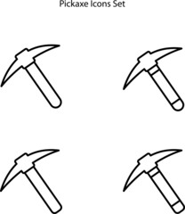 Pickaxe icons set isolated on white background. Pickaxe icon trendy and modern Pickaxe symbol for logo, web, app, UI. Pickaxe icon simple sign.
