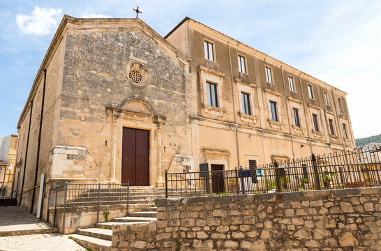 Panoramic Sights of San Francesco All’Immacolata Church in Comiso, Province of Ragusa, Sicily, Italy.