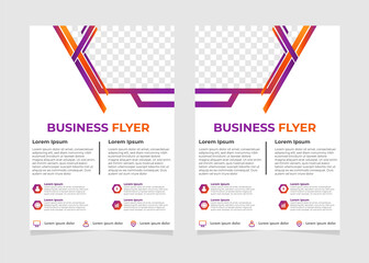 simple modern business flyer template with hexagonal shapes.