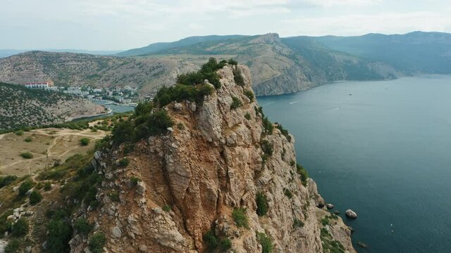Aerial view of nature lanscape in Balaklava. Sevastopol, Crimea.