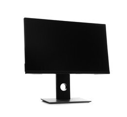 Modern computer monitor with blank screen isolated on white