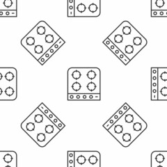 Grey line Gas stove icon isolated seamless pattern on white background. Cooktop sign. Hob with four circle burners. Vector