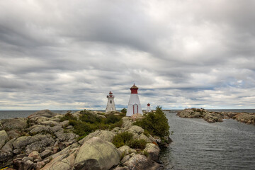 The Bustard Island Lighthouses in Northern Georgian Bay (Lake Huron) Ontario Canada.  Taken in September.