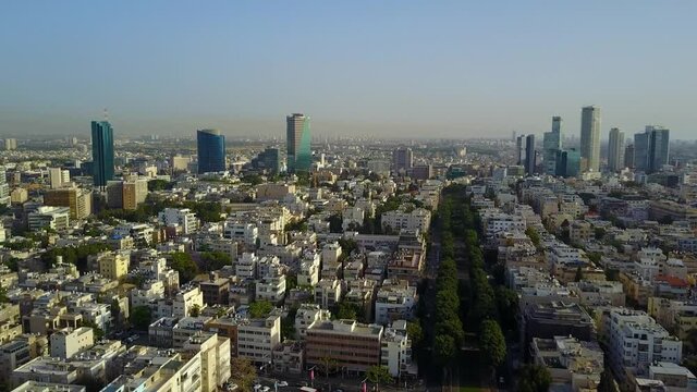Aerial view of Tel Aviv center, Rothschild street