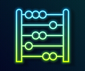 Glowing neon line Abacus icon isolated on black background. Traditional counting frame. Education sign. Mathematics school. Vector