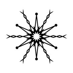 Simple snowflake of black lines. Festive decoration for New Year and Christmas